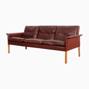 Danish Brown Leather Sofa by Hans Olsen for CS Møbler, 1960s