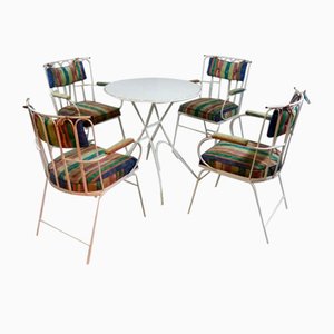 Mid-Century Wrought Iron Garden Table and Chairs, 1960s, Set of 5