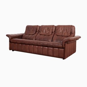 Swiss Brown Leather Sofa from de Sede, 1970s