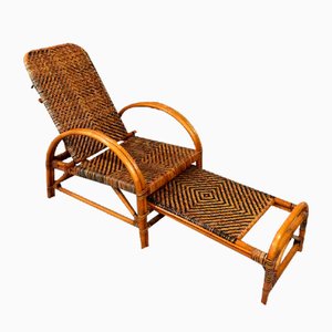 Mid-Century 2-Coloured Rattan Deck Chair, 1960s