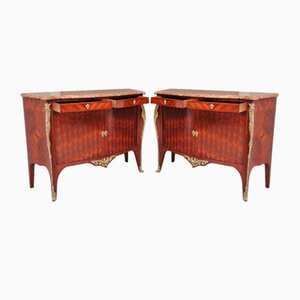 19th Century French Kingwood Commodes with Marble Tops, 1860, Set of 2