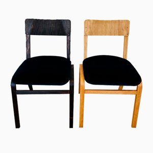 Set of Wooden School Chairs from TON, 1970s