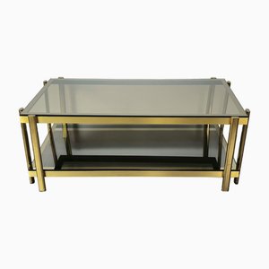 Mesa de centro italiana vintage de aluminio dorado, años 70