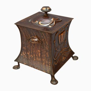 Cubo de carbón modernista de cobre, década de 1900