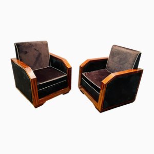 Lounge Chairs in Jacaranda and Velvet, Set of 2