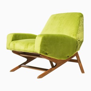 Italian Velvet Lounge Chair, 1960s