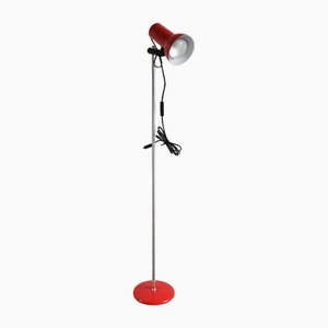 Red Standing Lamp with Single Spotlight
