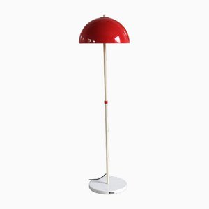 Lampada da terra vintage a fungo con ombrello rosso