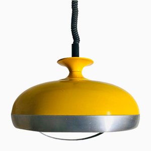 Lámpara colgante era espacial vintage en amarillo brillante, años 60