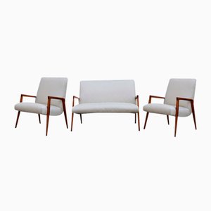 Italian Living Room Set in Cherry by Ico Parisi, 1950, Set of 3