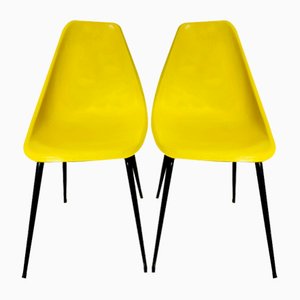 French Fiberglass Stelle Chairs by Rene Jean Caillette for Steiner, 1950, Set of 2