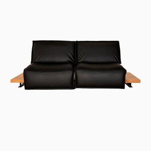 Zwei-Sitzer Sofa aus schwarzem Leder