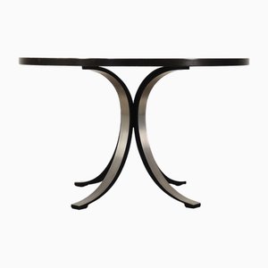 Table in Veneered Wood and Aluminium by Osvaldo Borsani for Tecno, 1980s