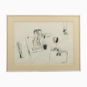 Bepi Romagnoli, Komposition, 1960, Graphit auf Papier, Gerahmt