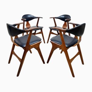 Mid-Century Cowhorn Dining Chairs by Louis Van Teeffelen, 1950s, Set of 4