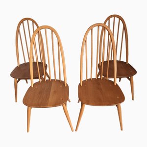 Chaises de Salle à Manger Ercol Windsor Quaker X 4 Vintage - Light Elm Mid-Century Chairs VGC + Free Seat Cushions par Lucian Ercolani pour Ercol, 1960s, Set de 4