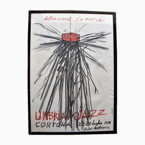 Original Framed Sound Attraction Poster by Eliseo Mattiacci for Umbria Jazz, 1996