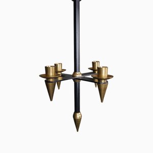 Candelabra in Black Metal and Brass attributed to Gio Ponti