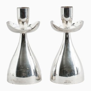 Silberne Kerzenhalter von Gosthlin, Schweden, 1960er, 2er Set