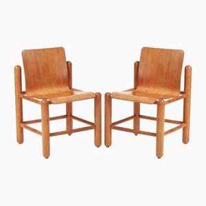 Nordische Stühle aus Kiefernholz & Sperrholz im Stil von Daumiller, 1970er, 2er Set