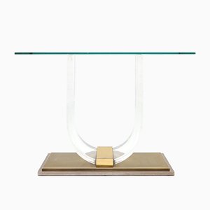 Vintage Brass & Acrylic Glass Console Table from Maison Jansen, 1970s