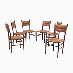 Mid-Century Italian Dining Chairs by Guido Chiappe for Chiavari, 1950s, Set of 6