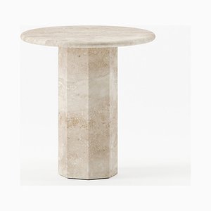 Ashby Side Table Handcrafted in Honed Natural Tavertine by Kevin Frankental
