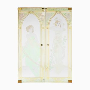 Set of Two Glass Doors in Art Nouveau Style, Set of 2