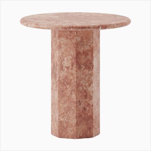Ashby Side Table Handcrafted in Red Travertine by Kevin Frankental for Lemon