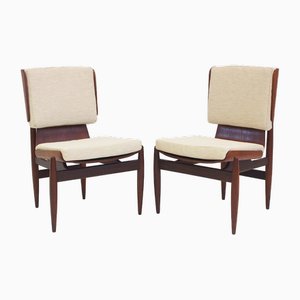 Modernist Italian Wooden Side Chairs by Barovero, 1950s, Set of 2