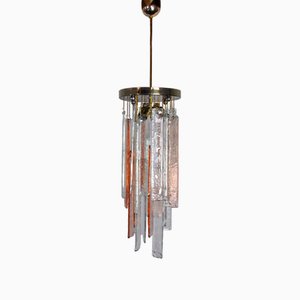 Italian Poliarte Chandelier in Pink and Transparent Murano Glass by Albano Poli, 1970
