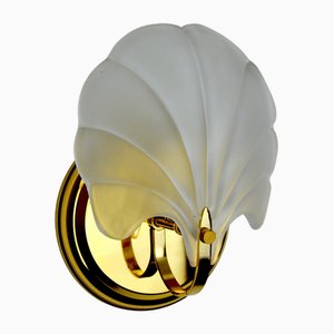 Italian Seashell Wall Lamp in Opaque Glass, 1980