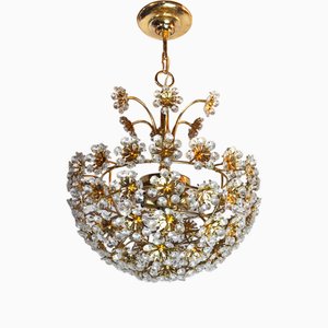 Austrian Cut Crystal Floral Chandelier by Bakalowits & Söhne, 1970s