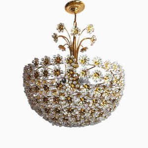 Lustre Floral en Cristaux Taillés de Bakalowits and Söhne, Autriche, 1970