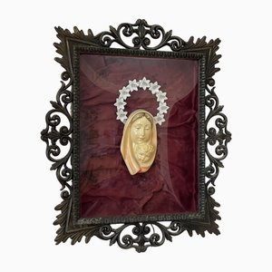 Italian Capezzale Madonna in Bronze Frame, 1950s