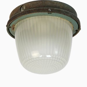 Industrielle Französische Deckenlampe von Holophane, 1950er