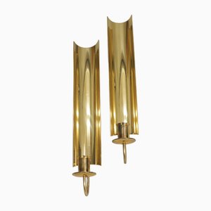 Wall Candlesticks in Brass by Pierre Forsell, 1970s, Set of 2