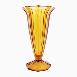 Bernsteinfarbene Art Deco Vase, 1930er