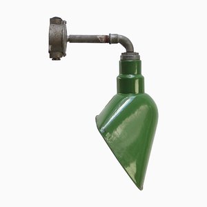 Lámpara de pared industrial estadounidense vintage esmaltada en verde de Armco, OH, Usa