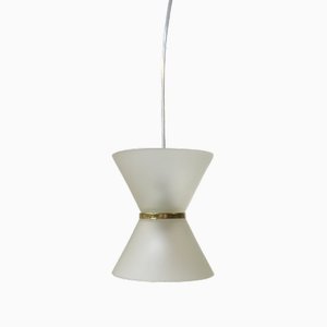 Modernist Danish Diablo Frosted Glass Hanging Lamp, 1970s