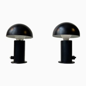 Vintage Black Robot Table Lamps by Vitrika Denmark, 1970s, Set of 2