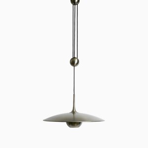 Large Height Adjustable Pendant Light in Brass from Florian Schulz, 1980s