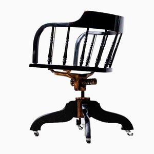Art Nouveau Rotating Chair in Black, 1890s