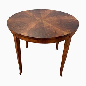 Round Biedermeier Side Table in Walnut Veneer and Beech, South Germany, 1830s