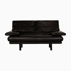 Black Leather Alanda Two Seater Sofa by Paolo Piva for B&b Italia / C&b Italia