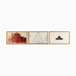 Franco Guerzoni, Kompositionen Triptychon, Mixed Media, Gerahmt, 3er Set