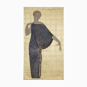 Art Deco Figur, 20. Jh., Farbe auf Leinwand