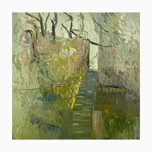 Francesca Owen, The Steps of the Magnolia Temple, 2023, Large Oil Painting