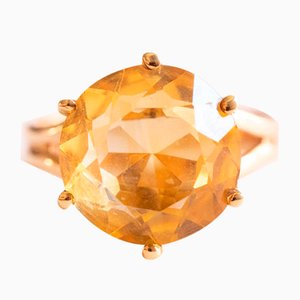 Vintage 14K Yellow Gold Cocktail Ring with Citrine, 1960s