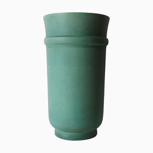 Tall Italian Green Ceramic Vase by Giovanni Gariboldi for Richard Ginori, 1950s